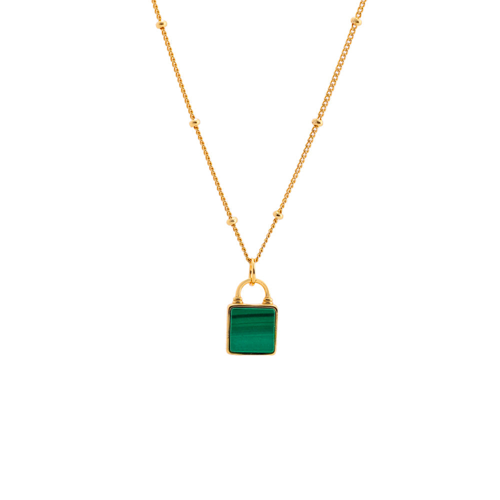 Malachite lock pendant necklace