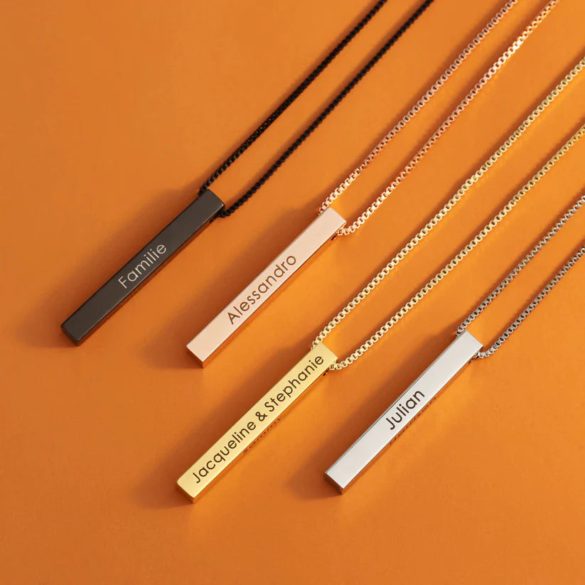 Náhrdelník Bar 3D Gravírovaný - Personalizovaná elegance