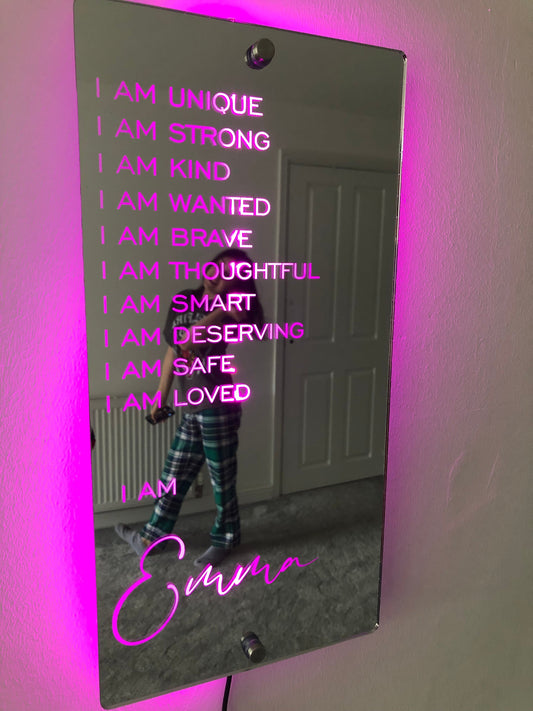 Aanpasbare 'I AM' affirmatie spiegel – Toon uw eigen motivatie